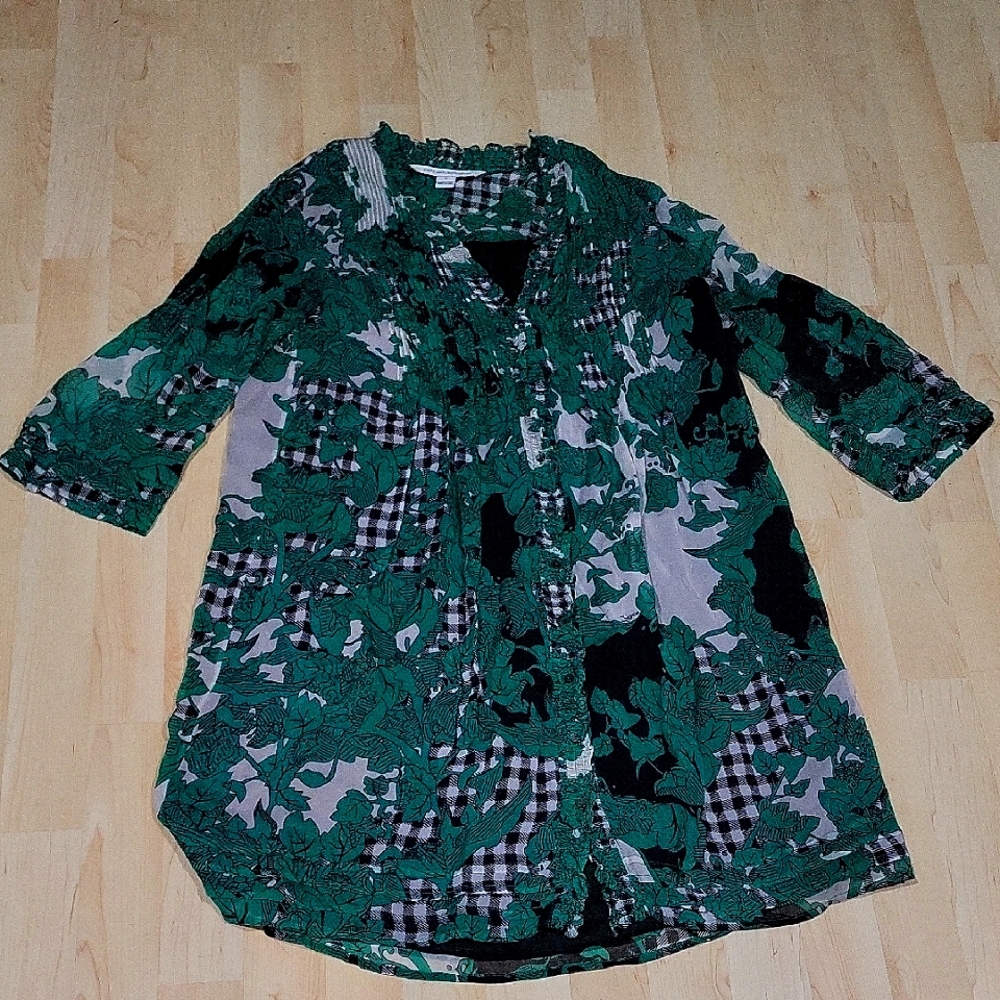 Diane Von Furstenberg Green and Black Silk Dress